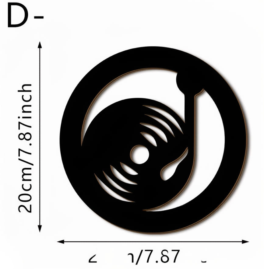 Black Music Notes Wooden Wall Home Decor