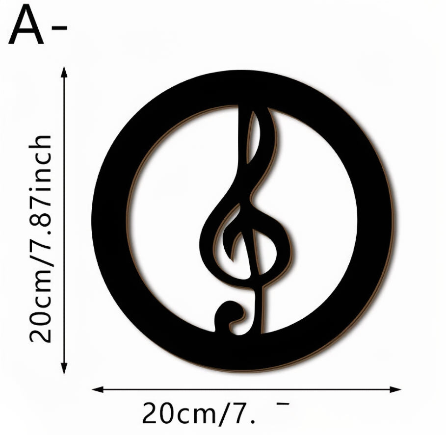 Black Music Notes Wooden Wall Home Decor